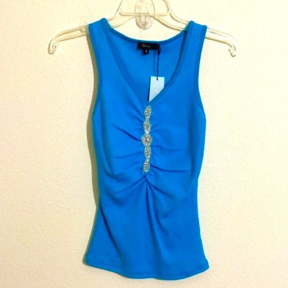 Sky Tops - Women's SKY Tank Top Rhinestone Accent Decoration